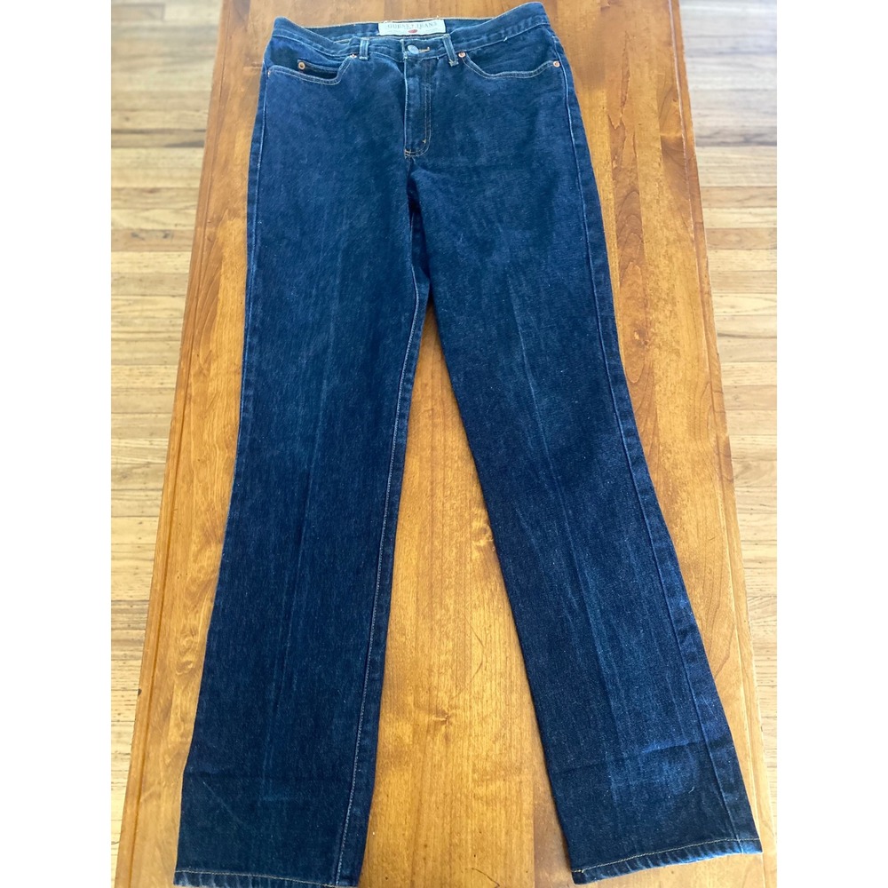 Vintage Y2K Guess Jeans Boot Leg Dark Wash Denim Womens 32 Low Waist 31x33